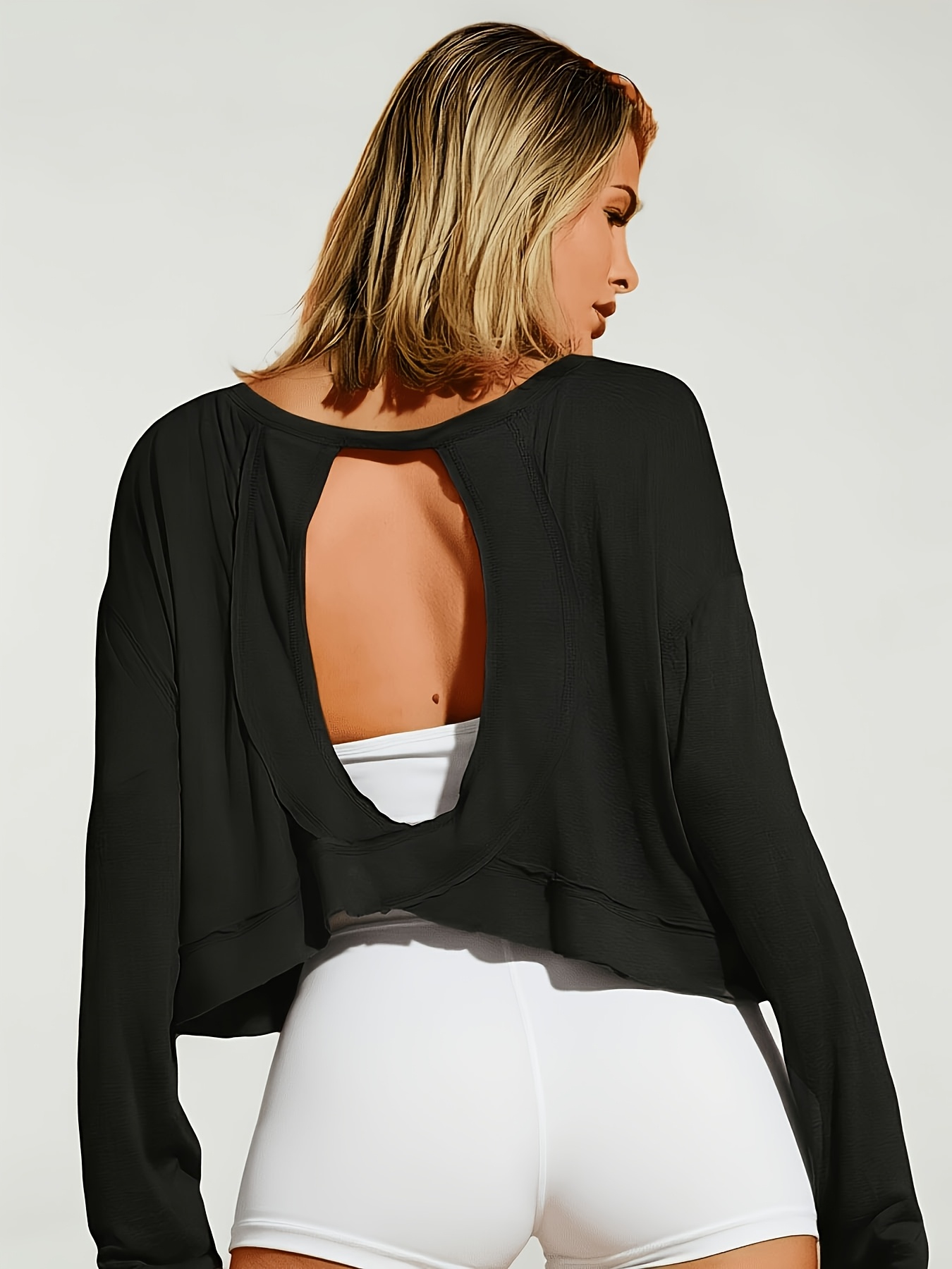 Loose Long-Sleeve T-Shirt with - Fitness Yoga Only For Women 评论和价格