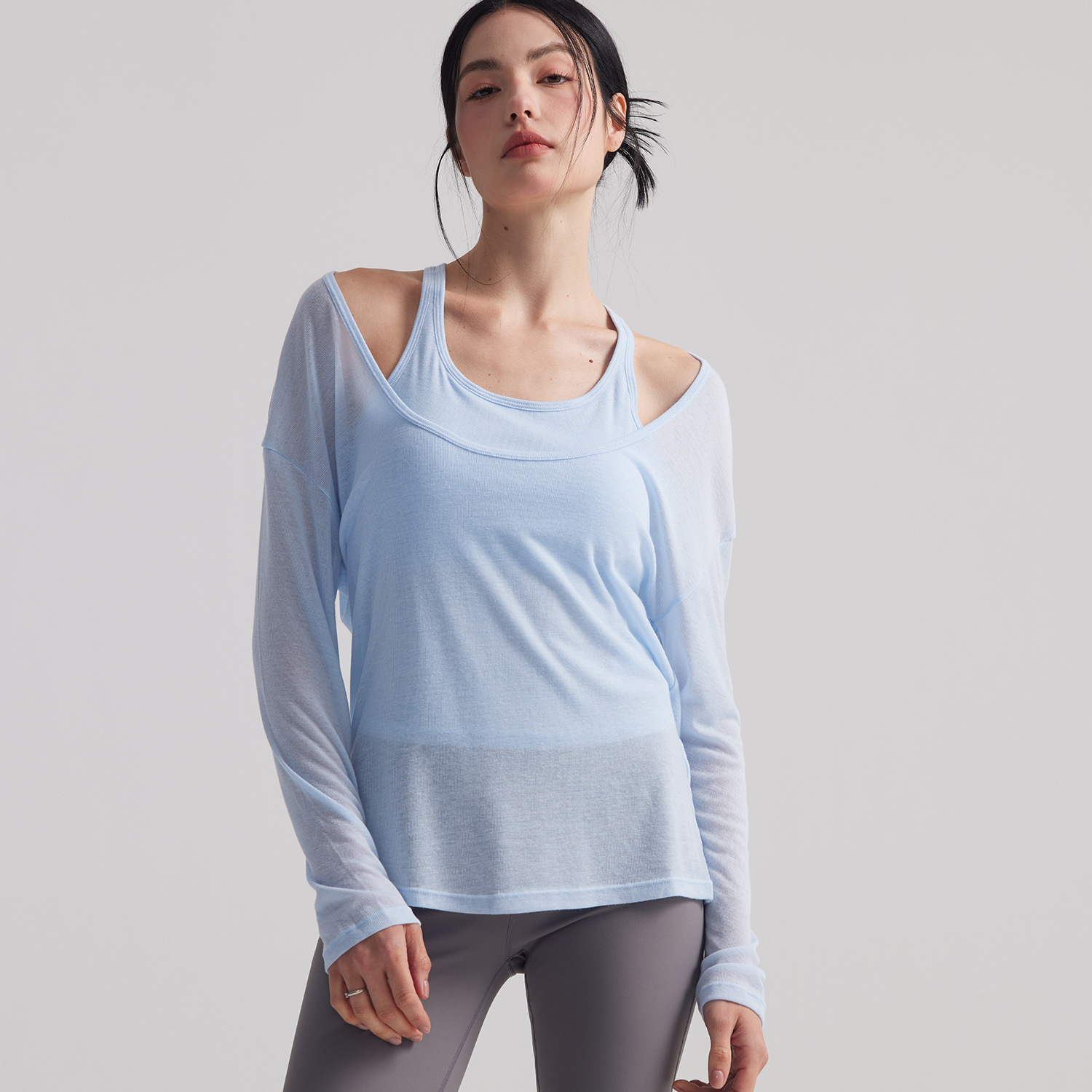 Women Loose Semi Sheer Long Sl - Yoga Fitness Up 评论和价格
