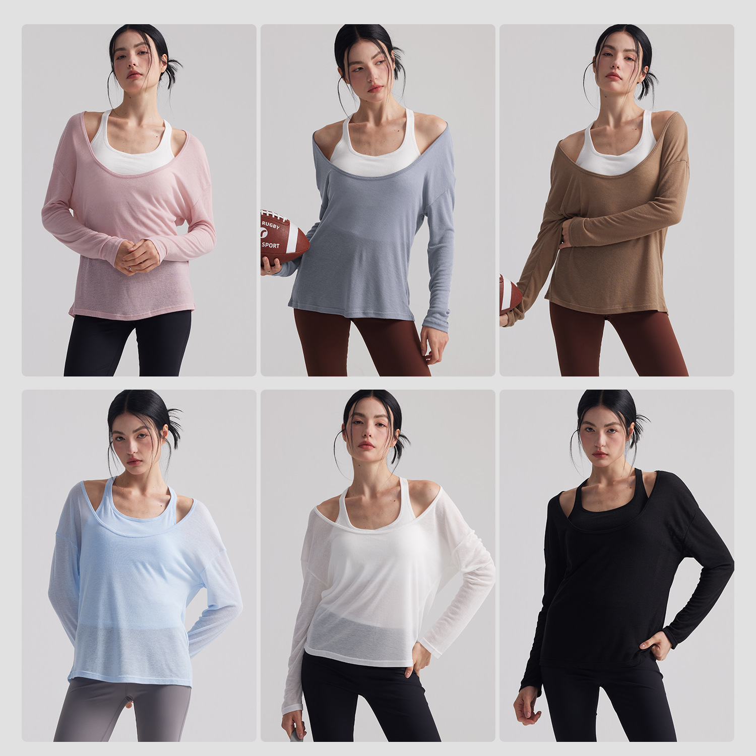 Women Loose Semi Sheer Long Sl - Yoga Fitness Up 评论和价格